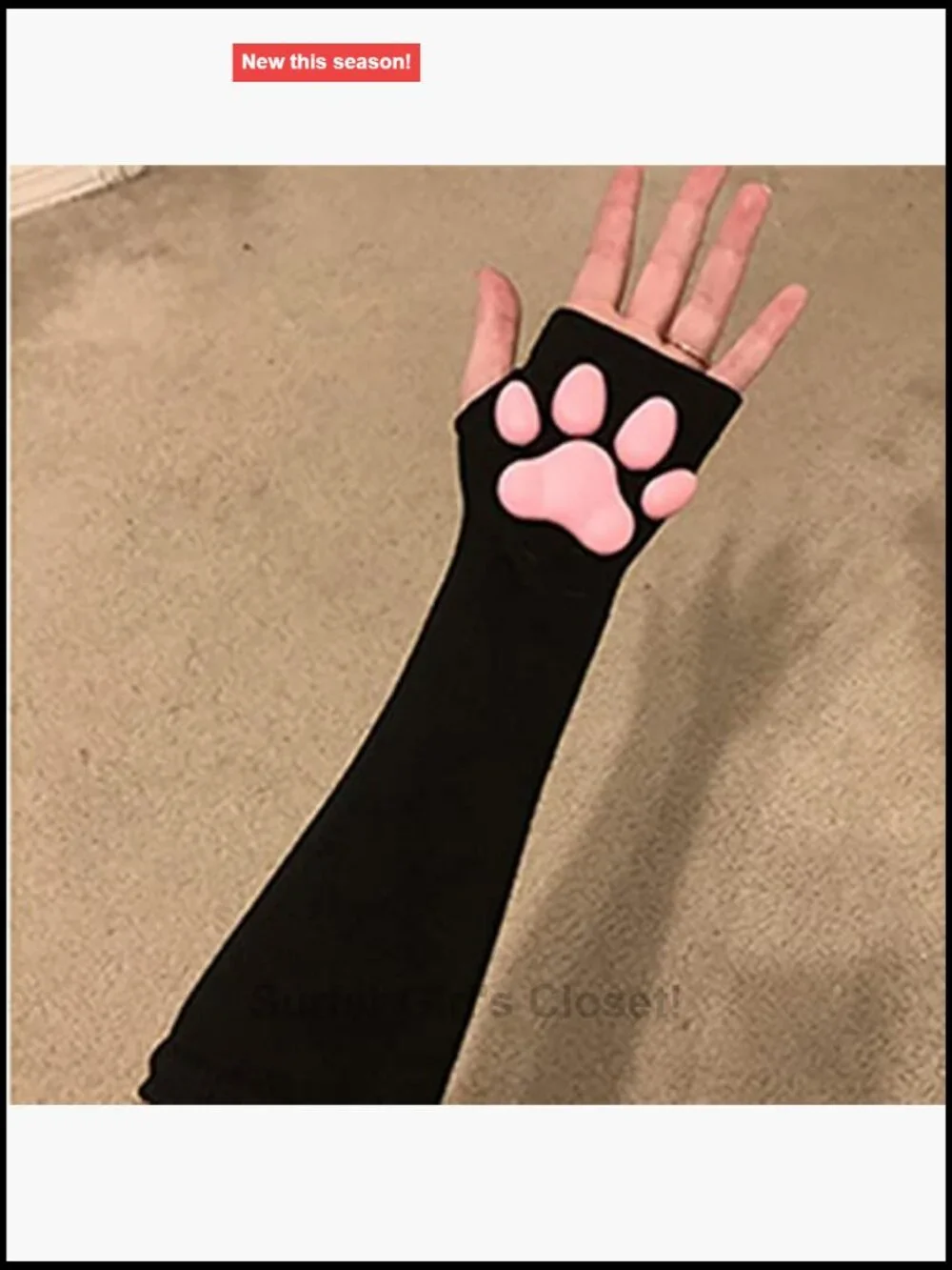 Kawaii Fingerless 3D Cat Paw Gloves Cosplay Set - Soft Cotton Silicone Claw